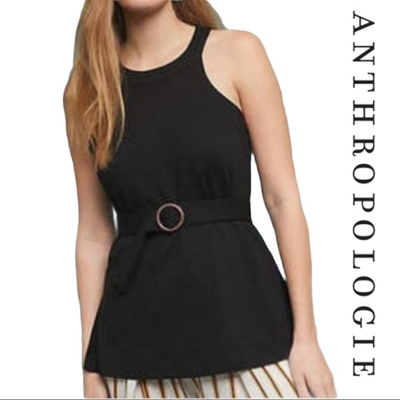 Nwt Anthropologie Knit belted halter top black New - Picture 1 of 1